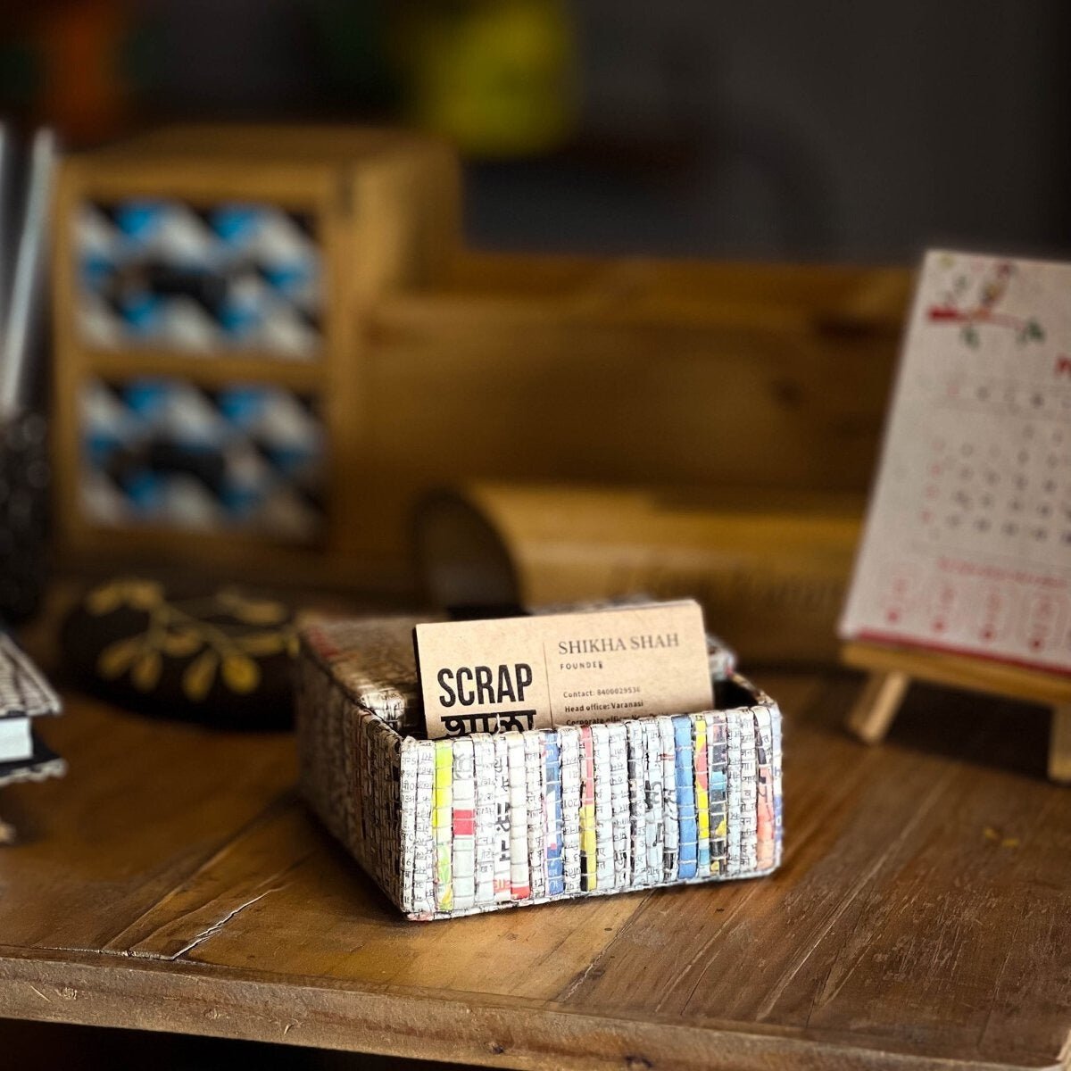 Charcha Business Card holder box | Upcycled | Handloom textile | Verified Sustainable by Brown Living™