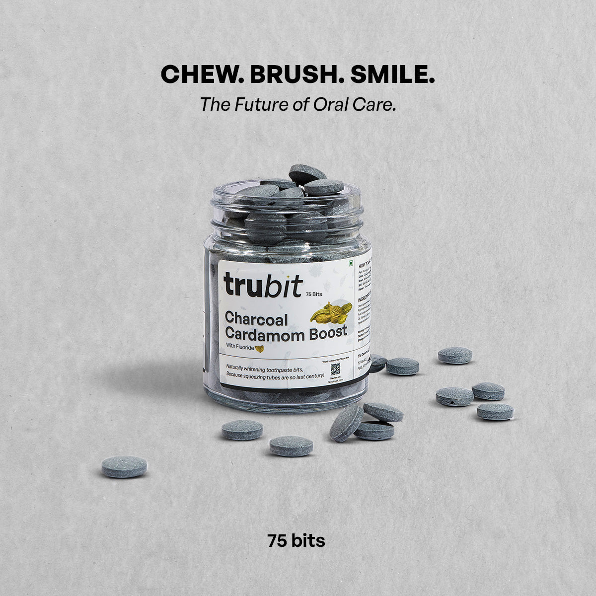 Charcoal Cardamom Boost - Toothpaste Tablets – Oral Care on Brown Living™. SKU: 11002. Img 1.