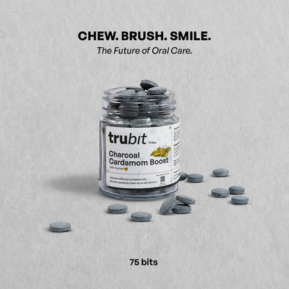 Charcoal Cardamom Boost - Toothpaste Tablets – Oral Care on Brown Living™. SKU: 11002. Img 1.