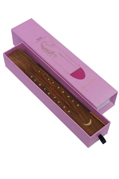 Charcoal-Free Rose Incense Sticks | 70 Sticks with Wooden Star – Home Decor on Brown Living™. SKU: ROIS015. Img 1.