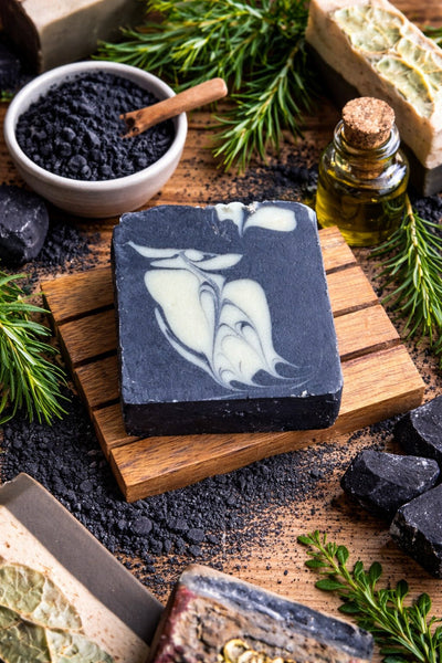 Charcoal & Tea Tree Bath Bar | Deep Cleansing Soap | 120g – Body Soap on Brown Living™. SKU: SN-CP-CT-120. Img 2.