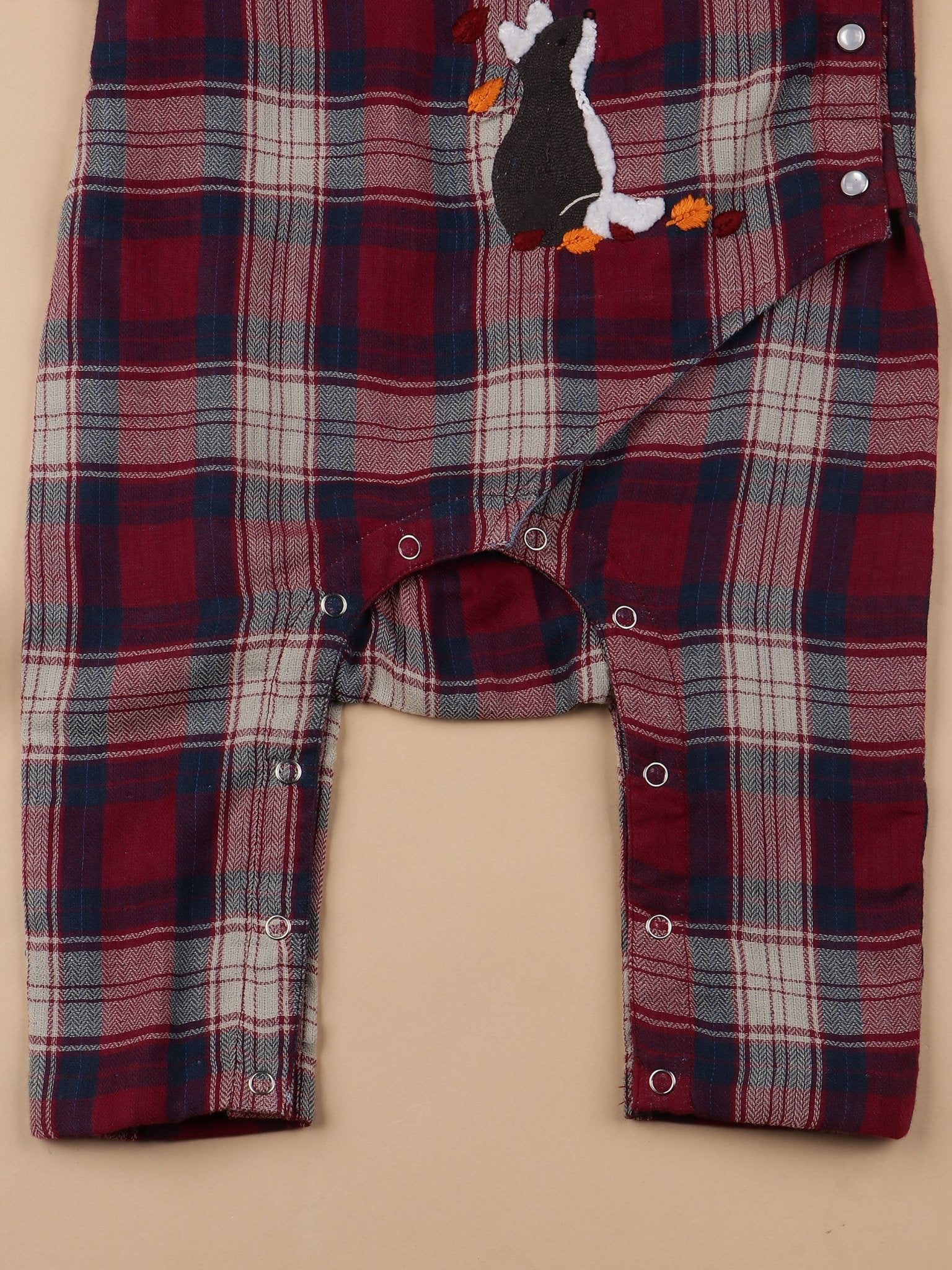 Checkered Foxy Reversible 2 in1 Cotton Romper – Dusky Pink & Blue – Kids Daywear Sets on Brown Living™. SKU: MW22BRRR-0-3. Img 2.