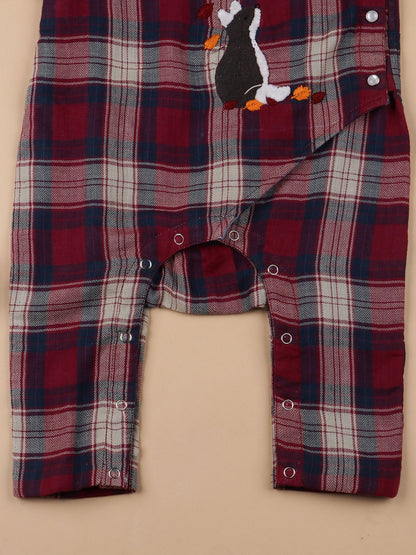 Checkered Foxy Reversible 2 in1 Cotton Romper – Dusky Pink & Blue – Kids Daywear Sets on Brown Living™. SKU: MW22BRRR-0-3. Img 2.