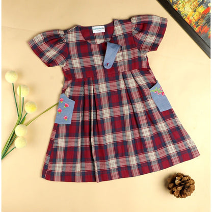 Checkered Rabbit Dress | Soft Cotton Dress for Girls – Kids Daywear Sets on Brown Living™. SKU: MCBL88DP. Img 1.