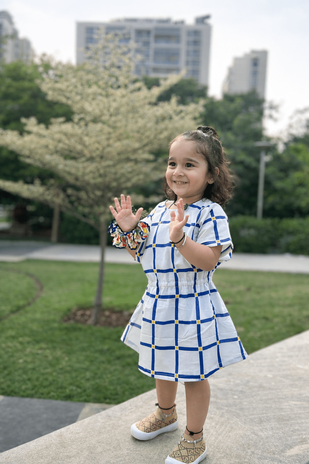 Checkmate Dress | Soft Cotton Blue check Print Dress for Kids – Kids Daywear Sets on Brown Living™. SKU: ZGCDDA. Img 1.