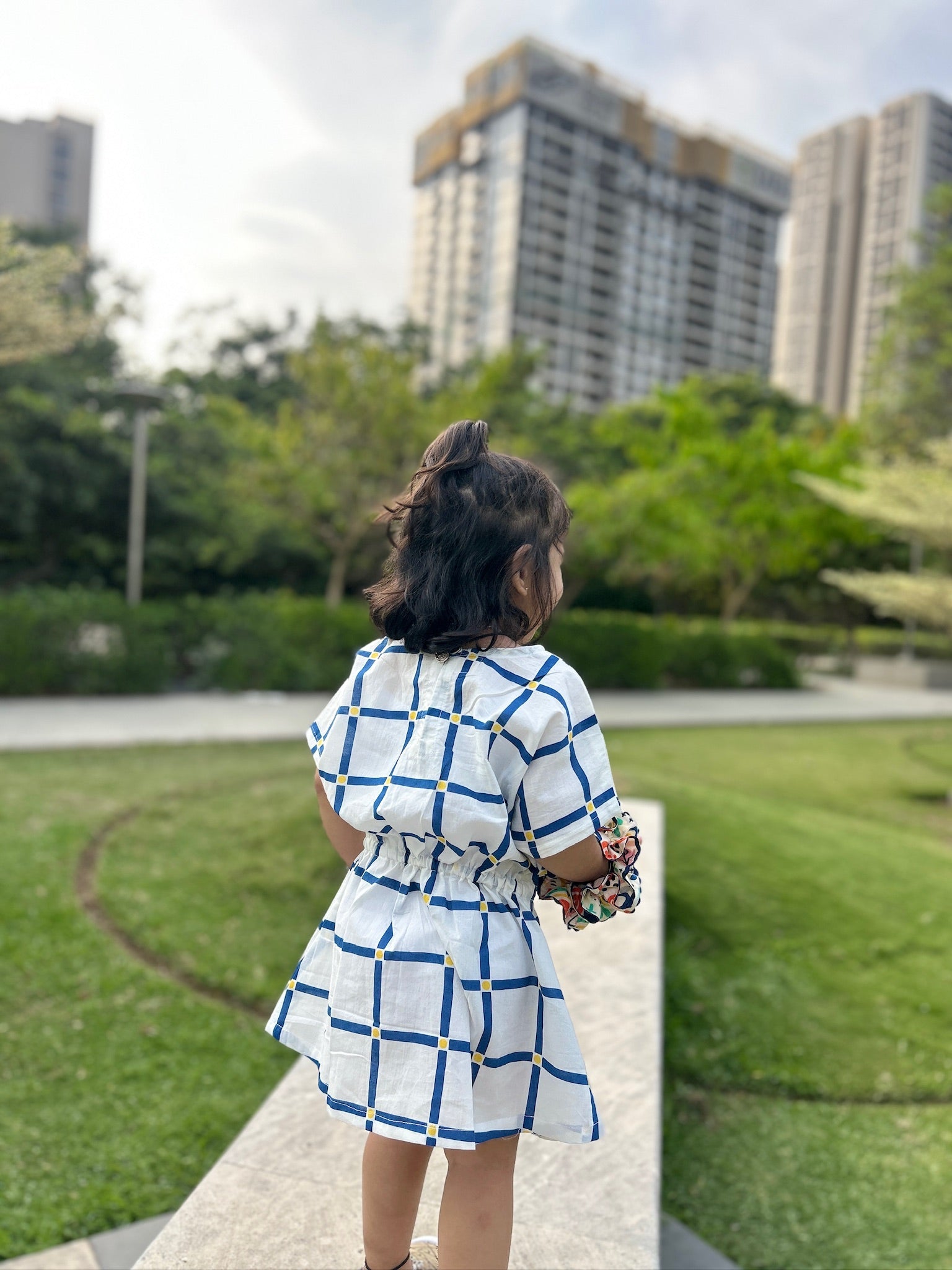 Checkmate Dress | Soft Cotton Blue check Print Dress for Kids – Kids Daywear Sets on Brown Living™. SKU: ZGCDDA. Img 2.