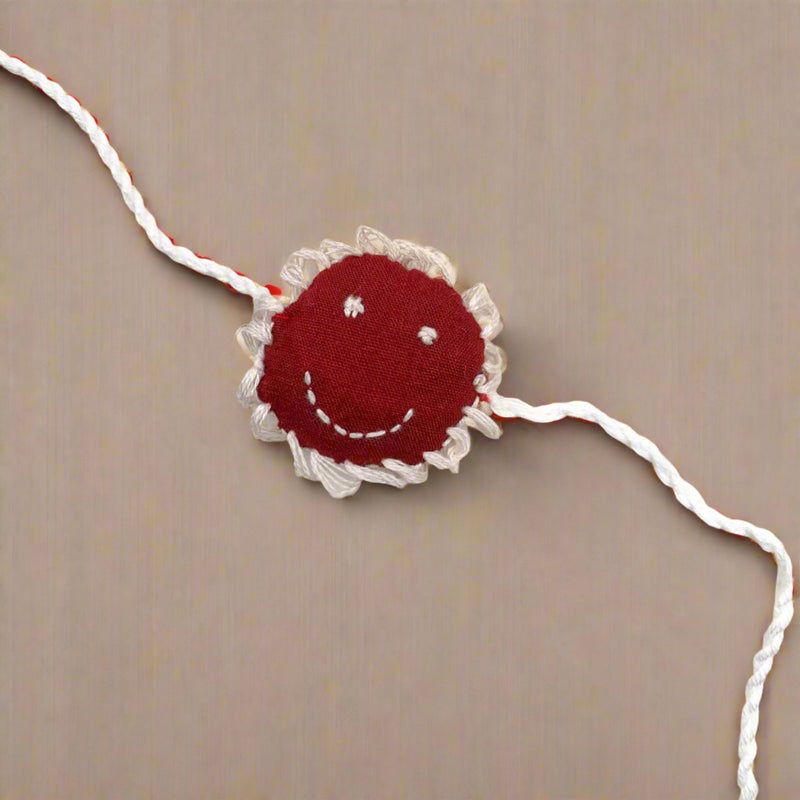 Cheery - Reusable Maroon Smiley Shaped Eco - friendly Kids Rakhi | Verified Sustainable by Brown Living™