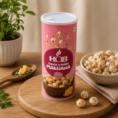 Cheese & Herbs Makhana 60g | Roasted Fox Nuts Savoury Snack – Healthy Snacks on Brown Living™. SKU: HGE0002. Img 1.