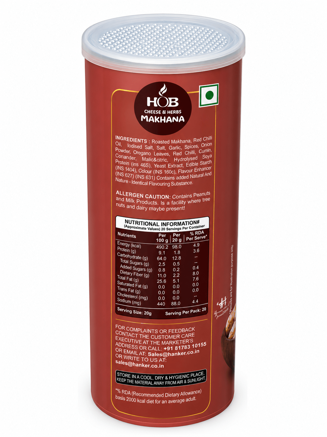 Cheese & Herbs Makhana 60g | Roasted Fox Nuts Savoury Snack – Healthy Snacks on Brown Living™. SKU: HGE0002. Img 3.