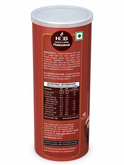 Cheese & Herbs Makhana 60g | Roasted Fox Nuts Savoury Snack – Healthy Snacks on Brown Living™. SKU: HGE0002. Img 3.