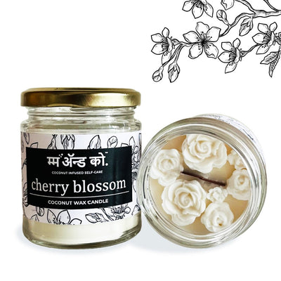 Cherry Blossom - 100% Coconut Wax Botanical Candle – Candles & Fragrances on Brown Living™. SKU: BC12001. Img 1.