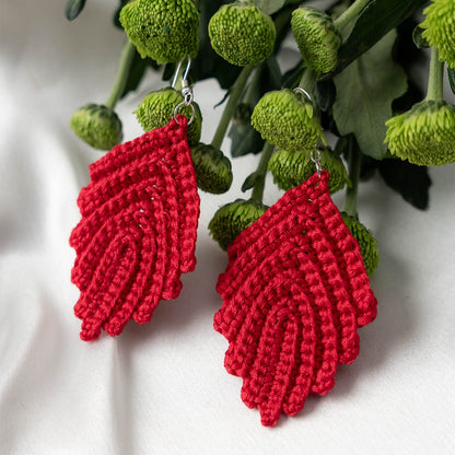 Cherry Earrings | Hand Crochet Red Thread Earrings – Jewellery on Brown Living™. SKU: AM-EAR-Cherry. Img 2.