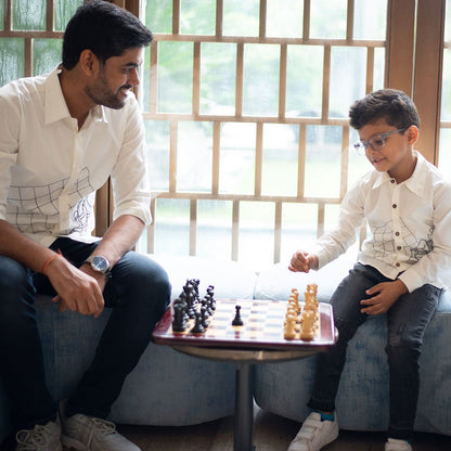 Chess Checkmate Embroidered Organic Cotton Shirt - White – Kids Shirts on Brown Living™. SKU: NANFS005EMB051 - 3Y. Img 3.