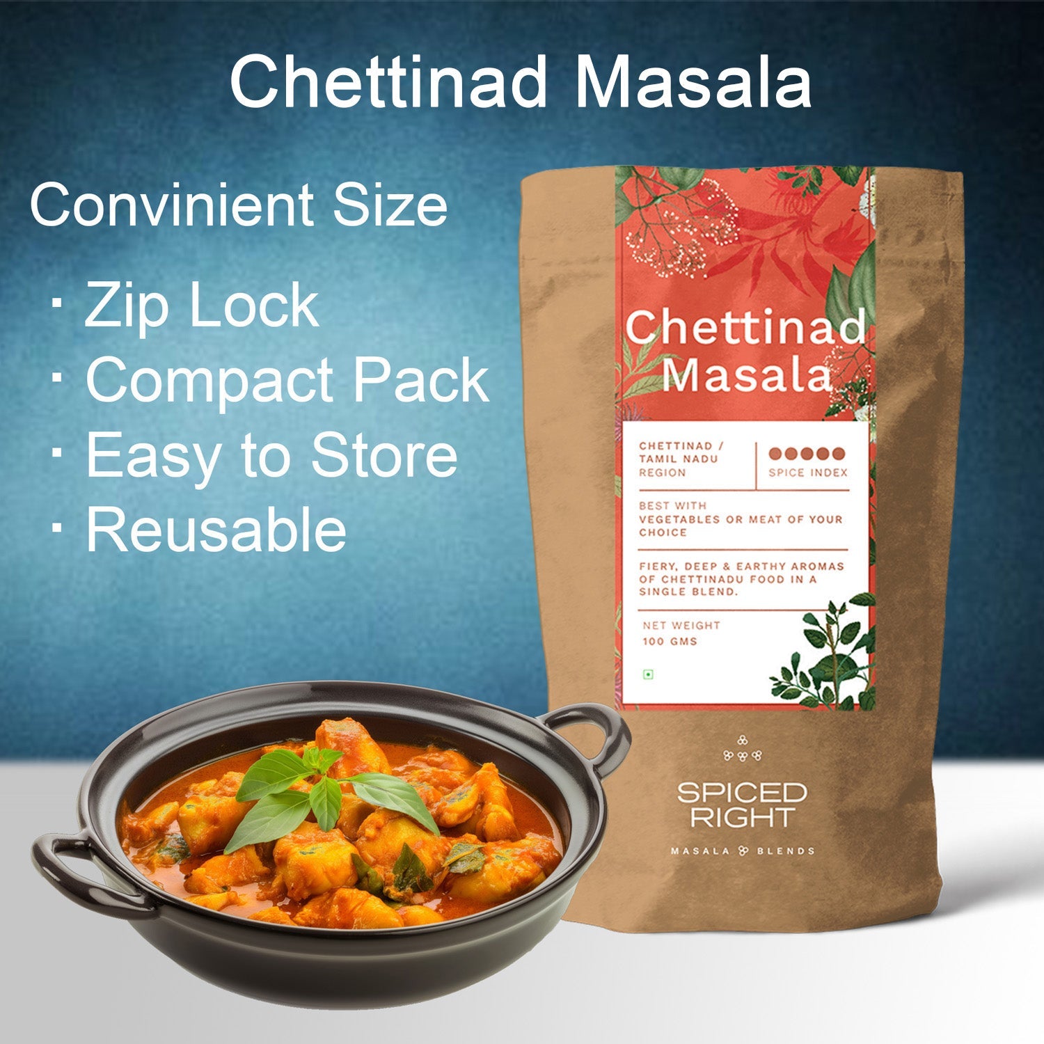 Chettinad Masala - Tamil Nadu Spice Blend, No Fillers – Seasonings & Spices on Brown Living™. SKU: SRCH. Img 3.