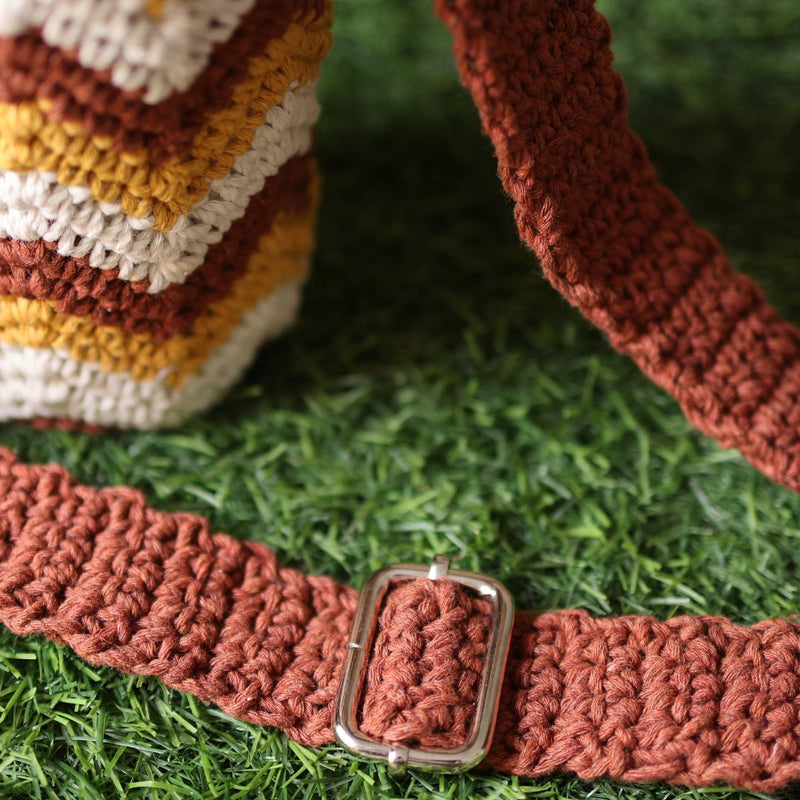 Chevron Brown Handmade Crochet Sling Bottle Cover | Verified Sustainable Bottles & Sippers on Brown Living™