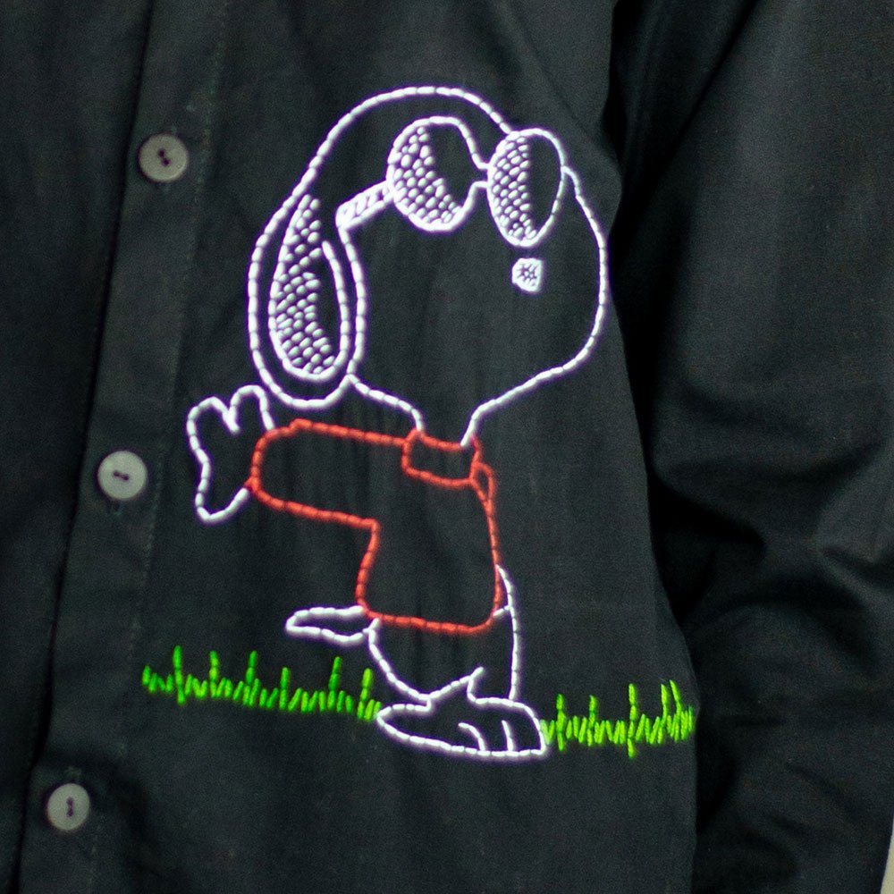 Chill Dog Embroidered Organic Cotton Shirt - Black – Kids Shirts on Brown Living™. SKU: NANFS005EMB046 - 18M. Img 3.