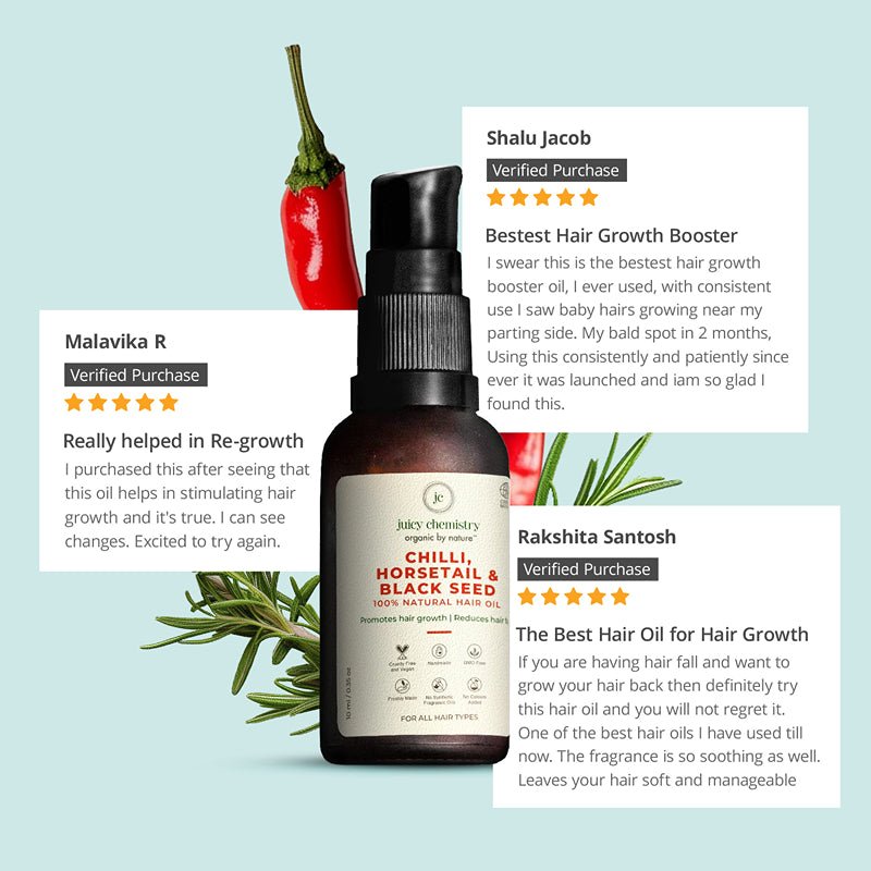 Chilli, Horsetail & Blackseed Hair Oil - 30 ml | Natural Hair Growth Oil | Verified Sustainable by Brown Living™