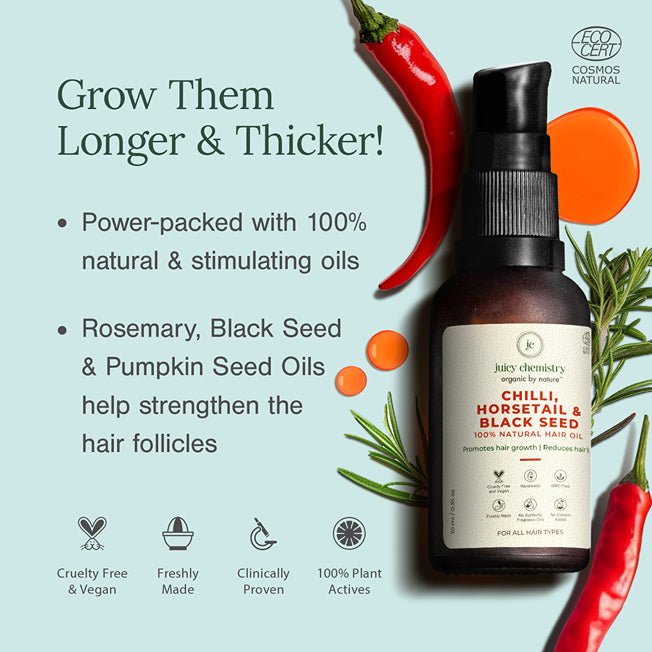 Chilli, Horsetail & Blackseed Hair Oil - 30 ml | Natural Hair Growth Oil | Verified Sustainable by Brown Living™