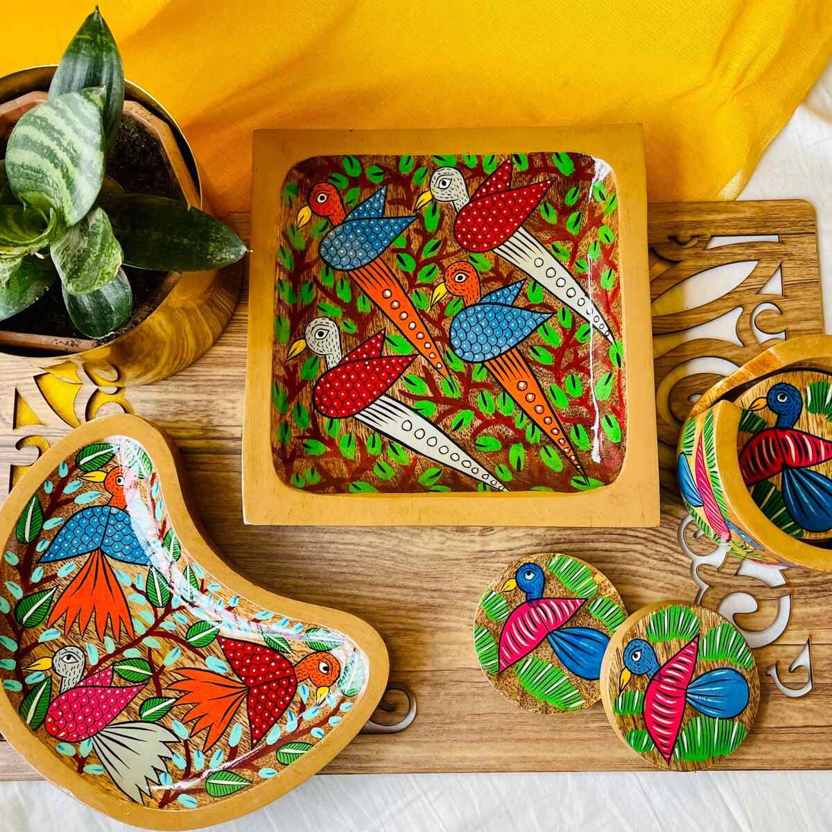 Chiraiya Hamper - Chehak Platter, Chakori Platter and Chehal Coaster Set | Verified Sustainable by Brown Living™