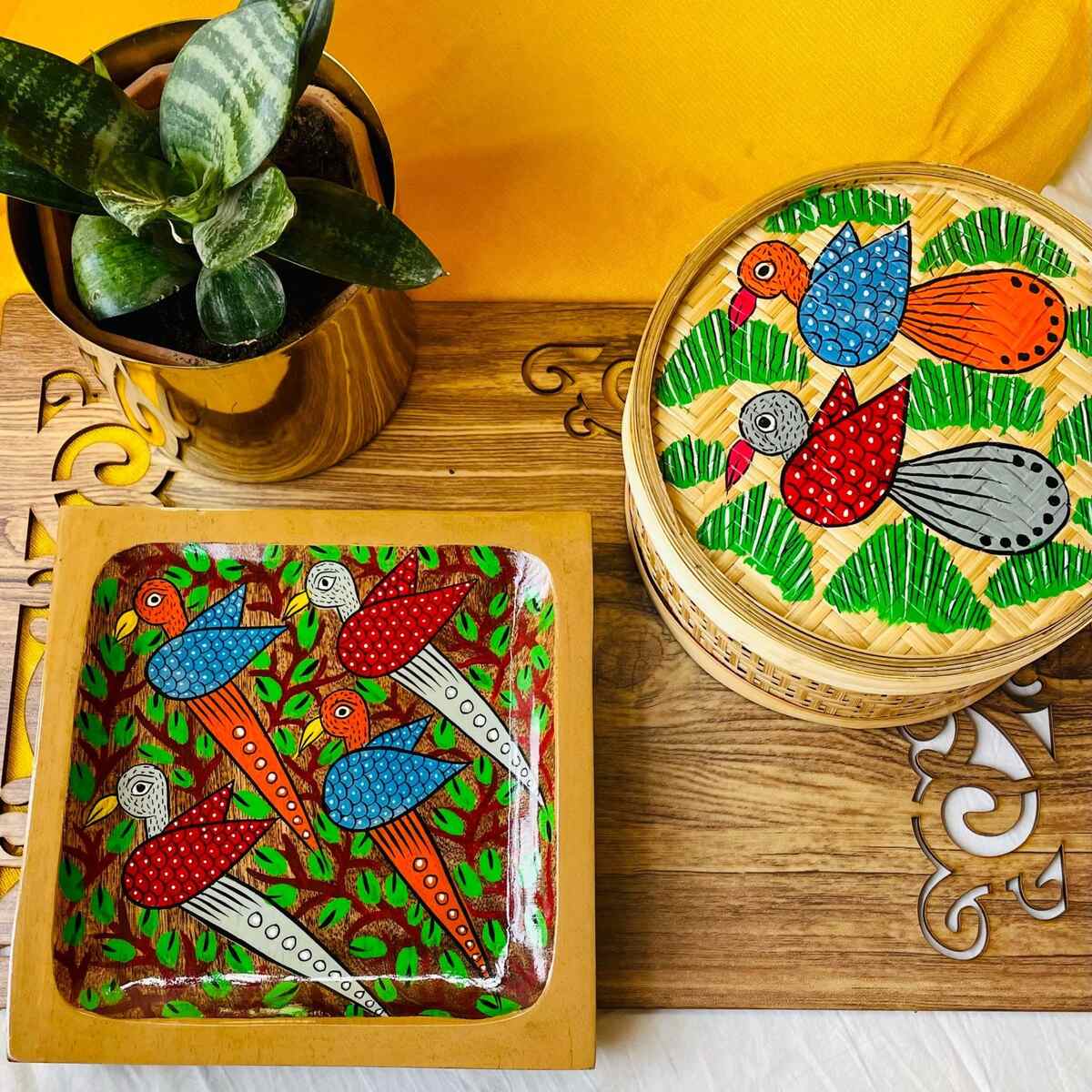 Chiraiya Hamper - Handcrafted Udaan Bamboo Box and Chehak Platter | Verified Sustainable by Brown Living™