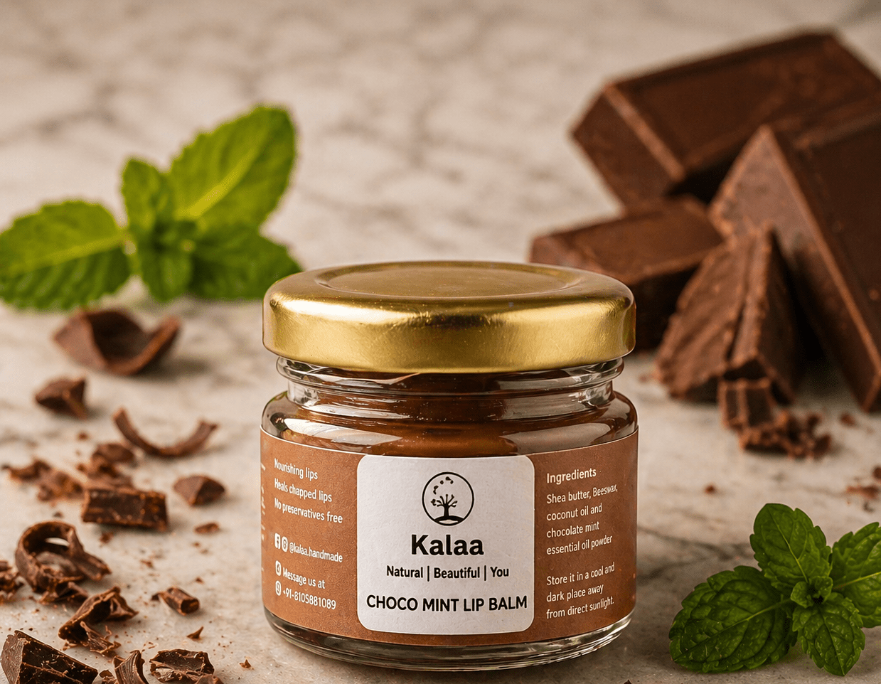 Choco Mint Lip Balm Hydrating Cooling Lip Care – Lip Balms on Brown Living™. SKU: CHMNLPBM. Img 1.