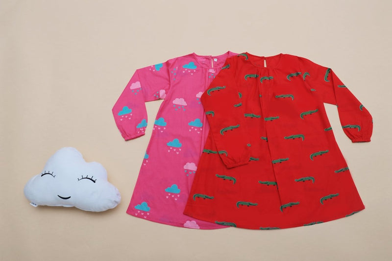 Christmas Crocodile - Girls Comfort Wear | Verified Sustainable Kids Frocks & Dresses on Brown Living™