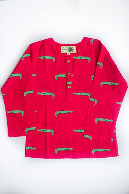 Christmas Crocodile - Unisex Kids Cotton Nightwear | Verified Sustainable by Brown Living™