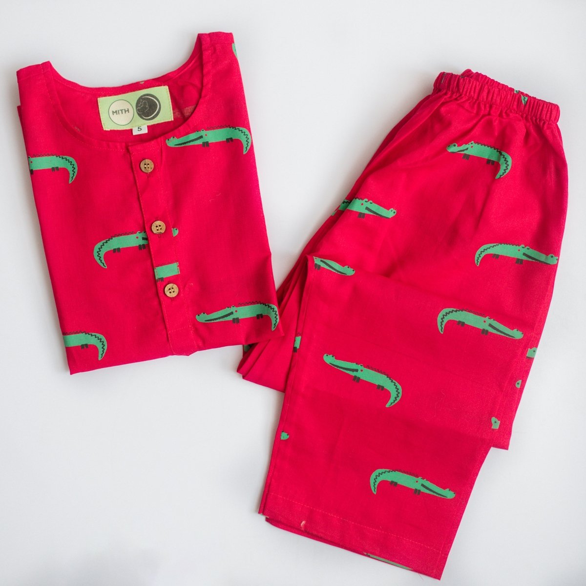 Christmas Crocodile - Unisex Kids Cotton Nightwear | Verified Sustainable by Brown Living™