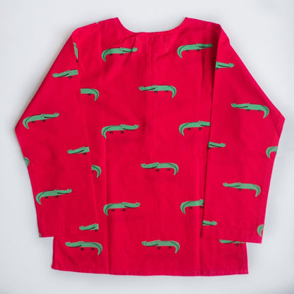 Christmas Crocodile - Unisex Kids Cotton Nightwear | Verified Sustainable by Brown Living™