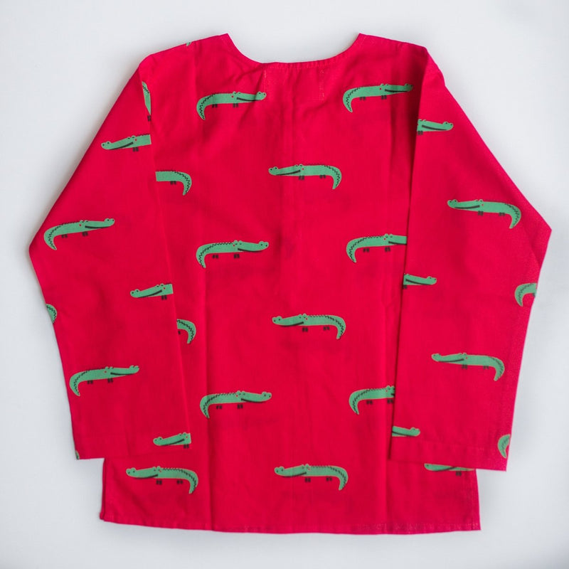 Christmas Crocodile - Unisex Kids Cotton Nightwear | Verified Sustainable Kids Pyjamas on Brown Living™