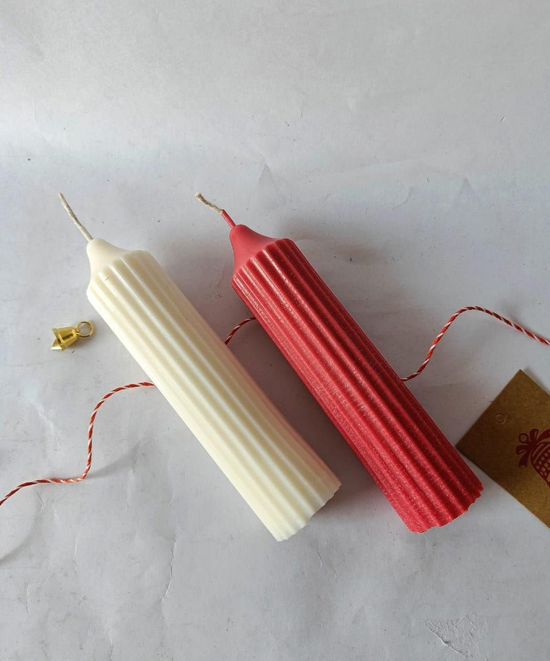 Christmas Special- Hope Pillar Candles- Set of 2 (Red & White) | Verified Sustainable Candles Fragrances on Brown Living™