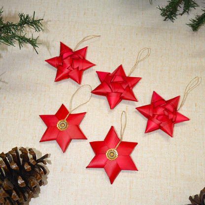 Christmas Star Ornaments – Set of 5 |Handcrafted Festive Hanging Decor – Home Decor on Brown Living™. SKU: PLCHST019A. Img 3.