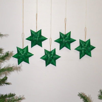 Christmas Star Ornaments – Set of 5 |Handcrafted Festive Hanging Decor – Home Decor on Brown Living™. SKU: PLCHST019B. Img 5.