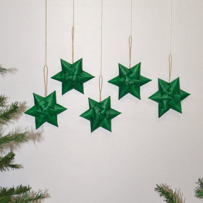 Christmas Star Ornaments – Set of 5 |Handcrafted Festive Hanging Decor – Home Decor on Brown Living™. SKU: PLCHST019B. Img 5.