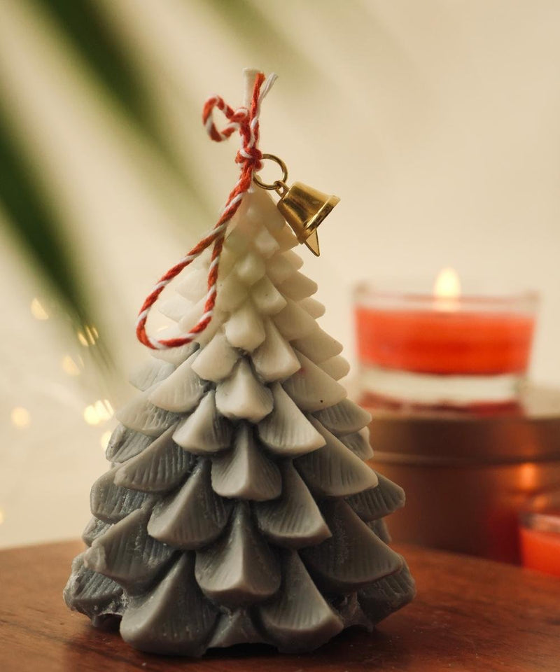 Christmas Tree Soy Wax Candle (Grey & White) | Verified Sustainable Candles Fragrances on Brown Living™
