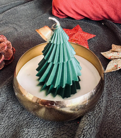 Christmas Tree Urli Candle | Festive Decorative Candle Bowl – Candles & Fragrances on Brown Living™. SKU: LUSH_0029. Img 2.