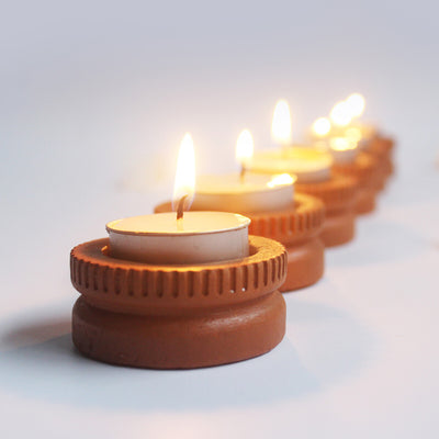 Tab Tech Candle Holder - Set of 6 with 6 Free Soywax Tealights – Candles & Fragrances on Brown Living™. SKU: CHTB - TEC/6. Img 3.