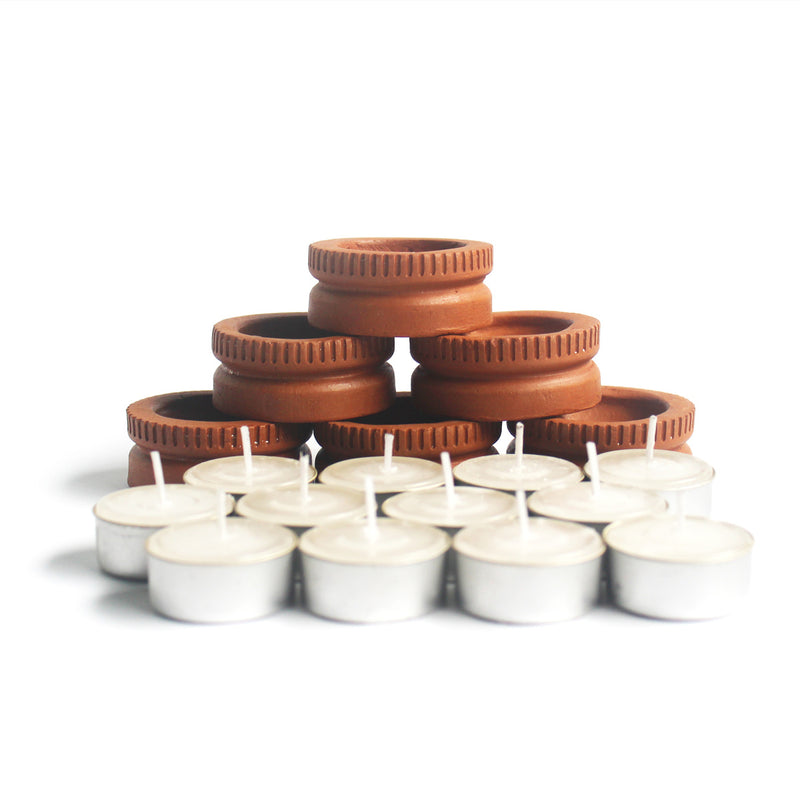 Buy Tab Tech Candle Holder- Set Of 6 with Free Soywax Tealights | Shop Verified Sustainable Candles & Fragrances on Brown Living™