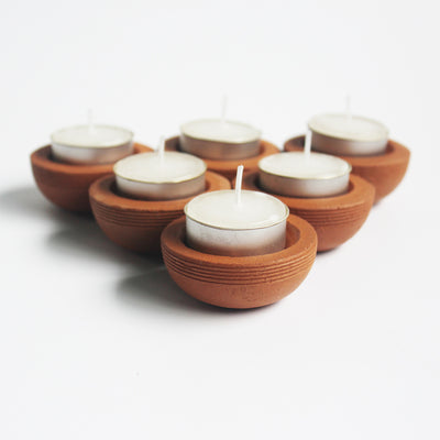 Tab Zems Candle Holder - Set Of 6 with Free 6 Soywax Tealights – Candles & Fragrances on Brown Living™. SKU: CHTB - ZEM/6. Img 6.