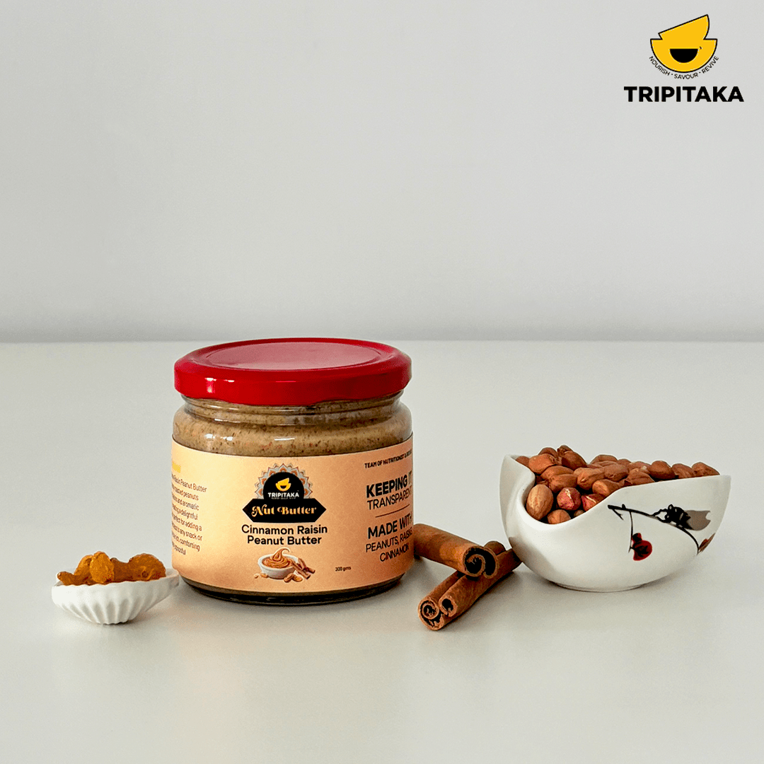 Cinnamon Raisin Peanut Butter | Flavoured Nut Butter | 300g – Jams & Spreads on Brown Living™. SKU: TP-NB-PBR. Img 1.