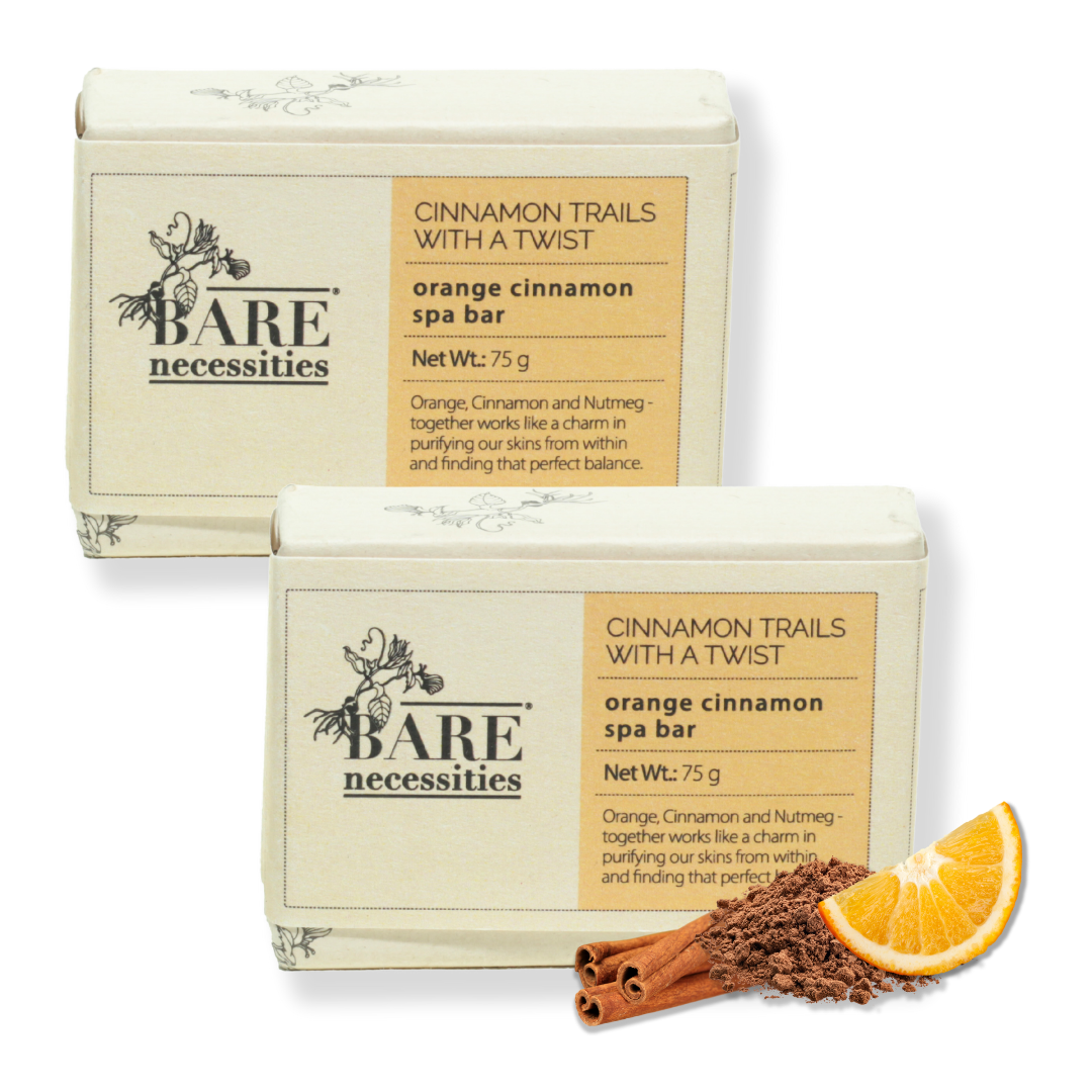 Orange Cinnamon Bathing Bar | Organic Cold-processed, Handmade Soap for Clear skin | Pack of 2