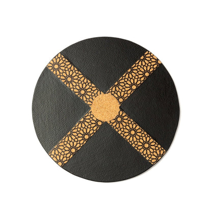 Circular Mouse Pad – Plant Leather & Cork (Black & Cork) – Desk Accessories on Brown Living™. SKU: CPMPGH004. Img 2.