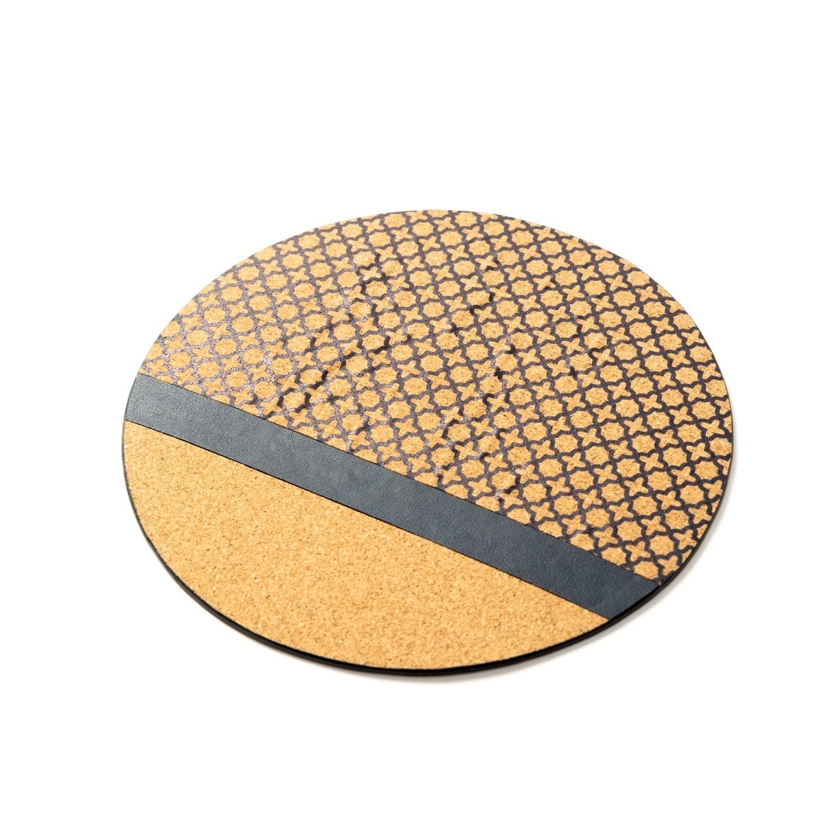 Circular Mouse Pad – Plant Leather & Cork (Blue & Cork) – Desk Accessories on Brown Living™. SKU: CPMPGH003. Img 2.