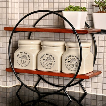 Circular Wooden Organizer with Black Frame | Verified Sustainable by Brown Living™