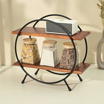 Circular Wooden Organizer with Black Frame | Verified Sustainable by Brown Living™