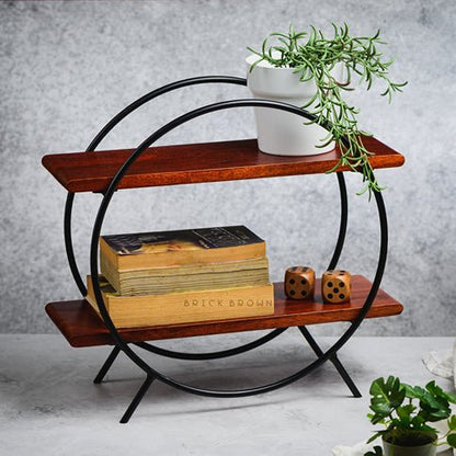 Circular Wooden Organizer with Black Frame | Verified Sustainable by Brown Living™