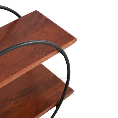 Circular Wooden Organizer with Black Frame | Verified Sustainable by Brown Living™