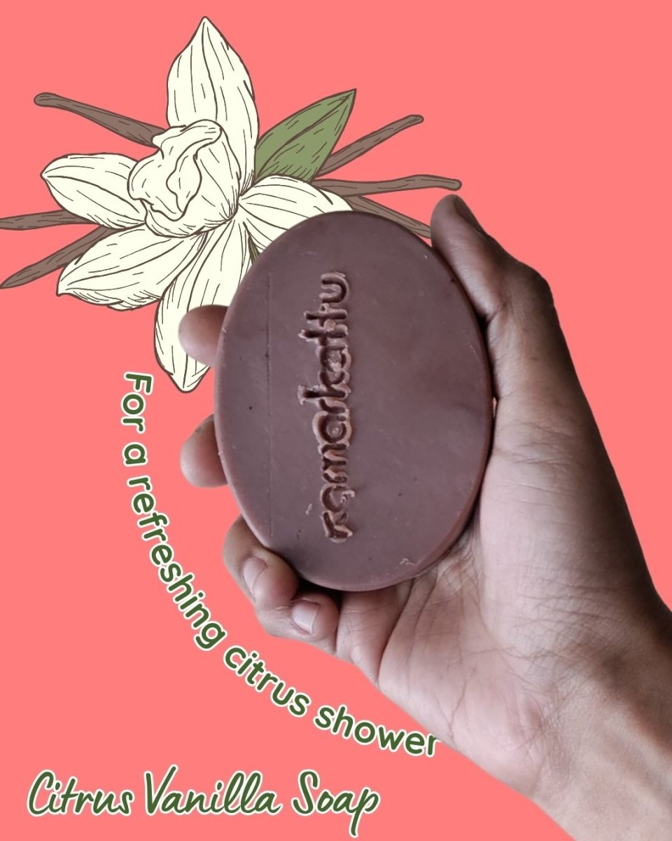 Citrus bath soaps - Handmade : Pack of 3 – Body Soap by Kamarkattu Ecostore available on Brown Living™. Citrus Vanilla - Pack Of 3 Without Soap Dish. SKU: cvs3. Img 4.