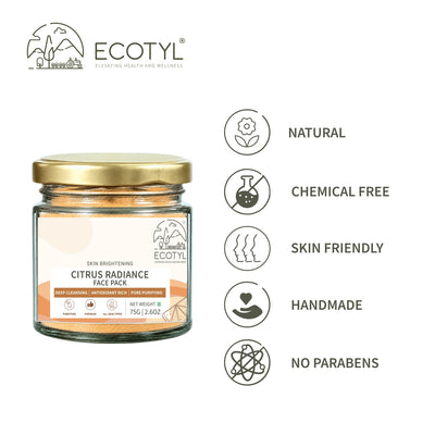 Citrus Radiance Face Pack | Tan Removal & Glow | 75g – Face Pack on Brown Living™. SKU: ECOTYL00068. Img 3.