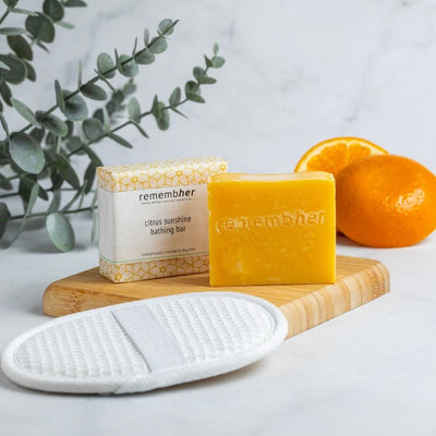 Citrus Sunshine Bathing Bar – Natural Soap for Dry & Sensitive Skin – Body Soap on Brown Living™. SKU: CITBB002. Img 1.